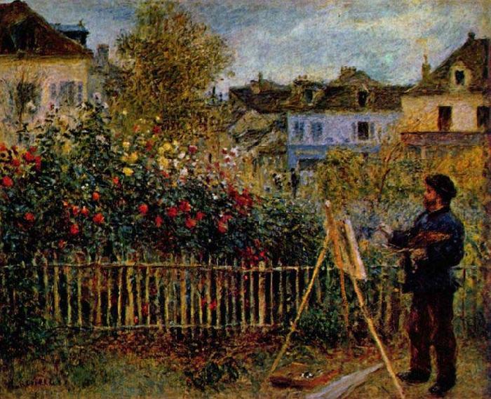 Pierre-Auguste Renoir Claude Monet Painting in His Garden at Argenteuil, China oil painting art